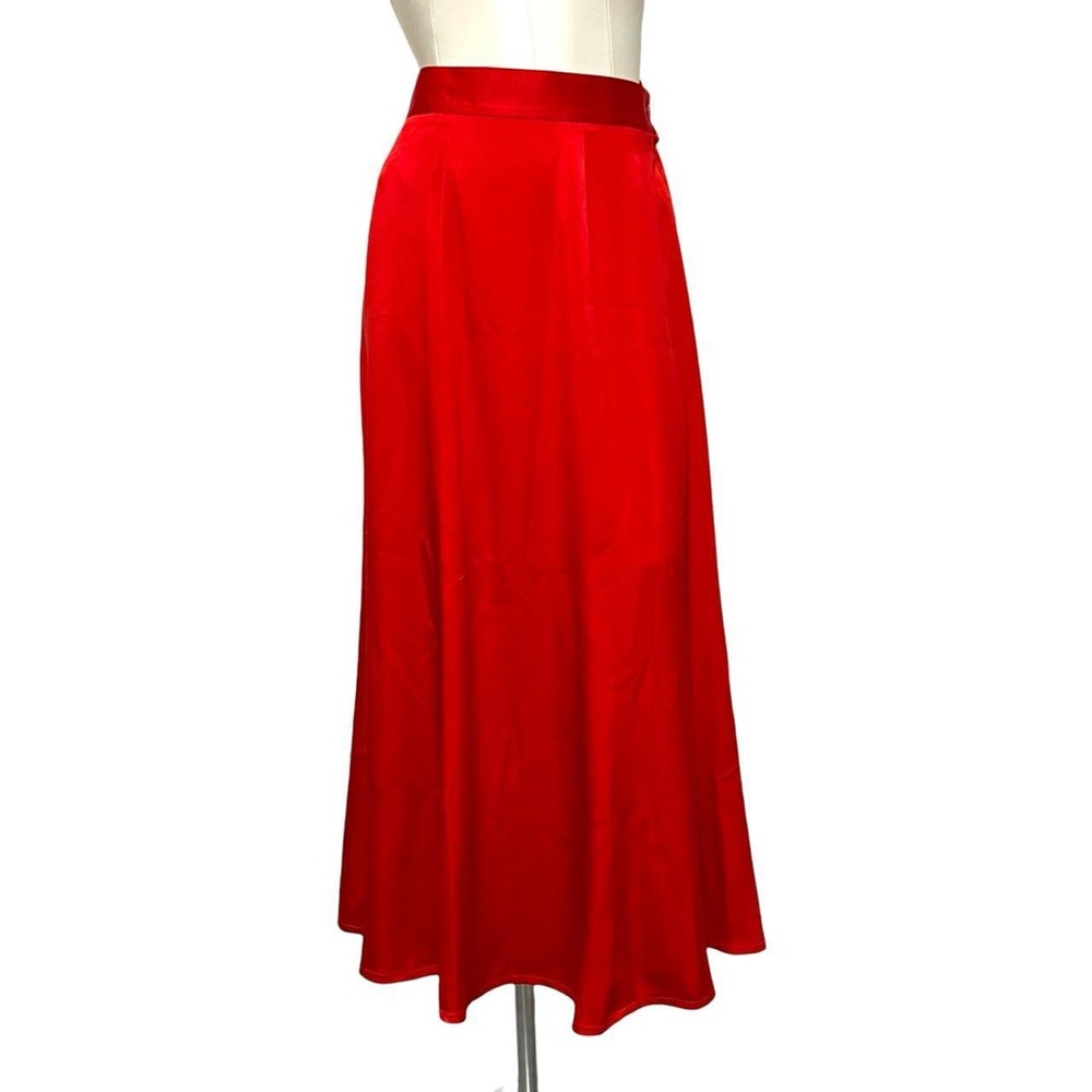VINTAGE 90s Women’s Beautiful Romantic Red Silky Satin Maxi Skirt Sz 8